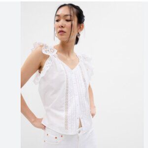 Gap Ruffle Sleeve Eyelet Shirt